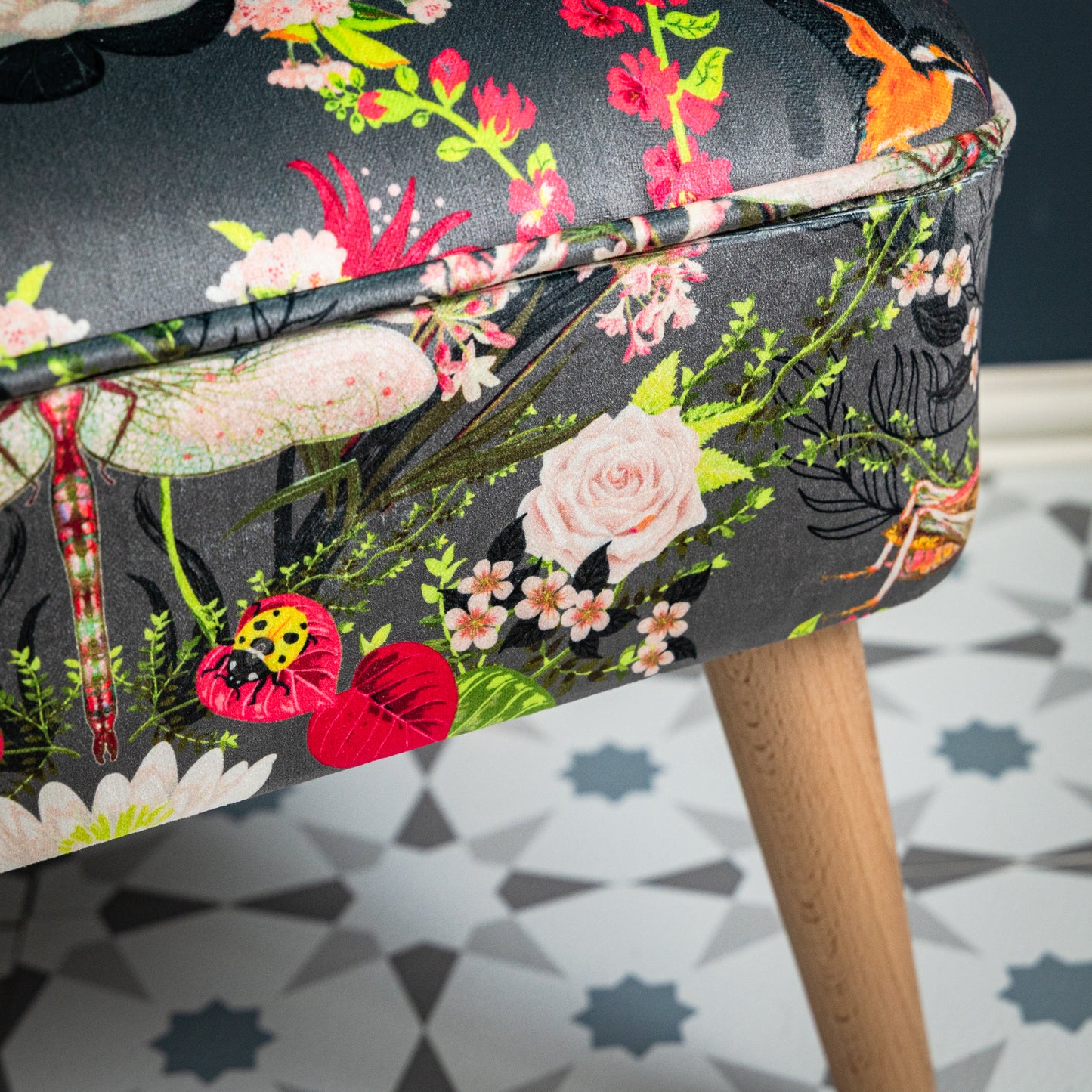 Contemporary Footstool in Garden Treasures Steel by Becca Who