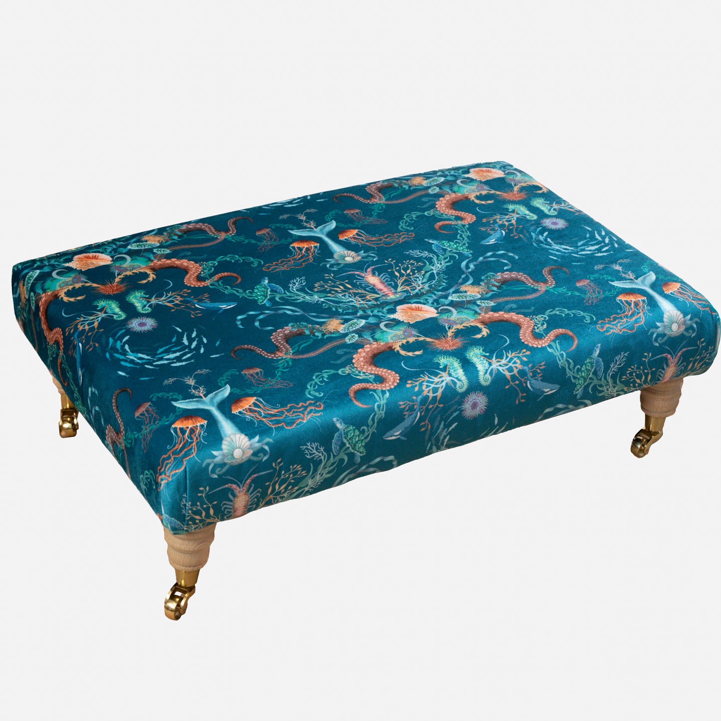 Coffee Table Footstool in Ocean Treasures Blue Bay by Becca Who