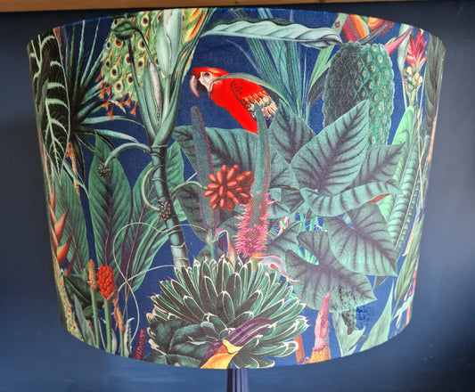 Tropical Jungle and Parrot Velvet Fabric Lampshade