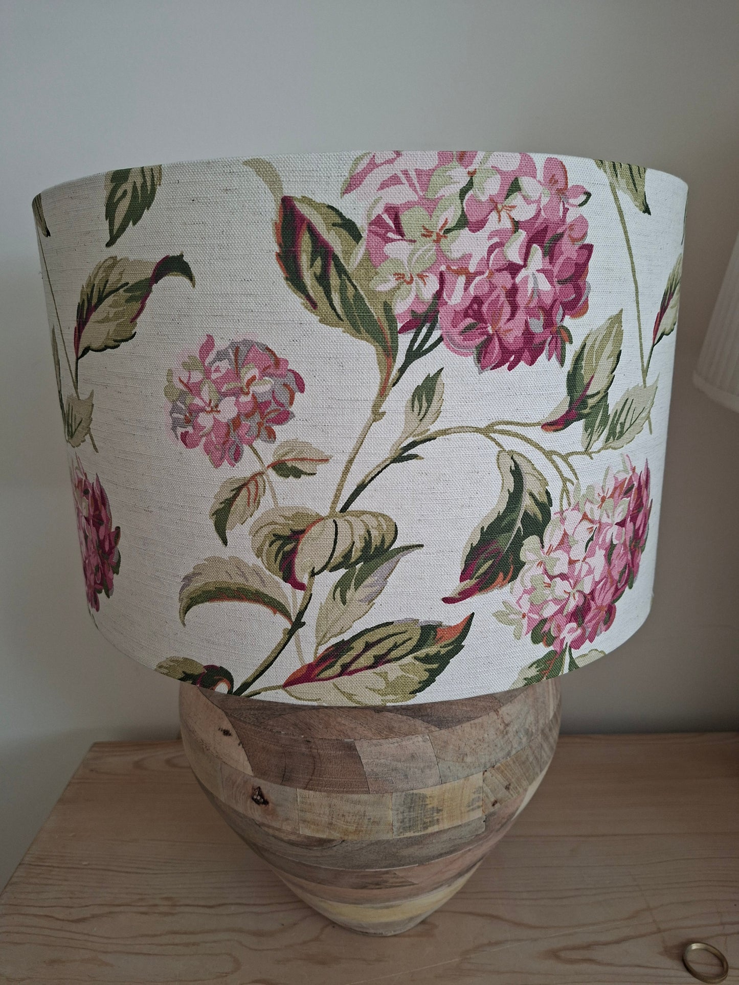 Laura Ashley Drum Lampshade in Pink and Natural Hydrangea
