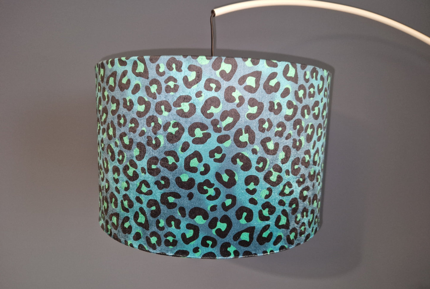 Becca Who Leopard Print in Blue Copper Lined Drum Lampshade