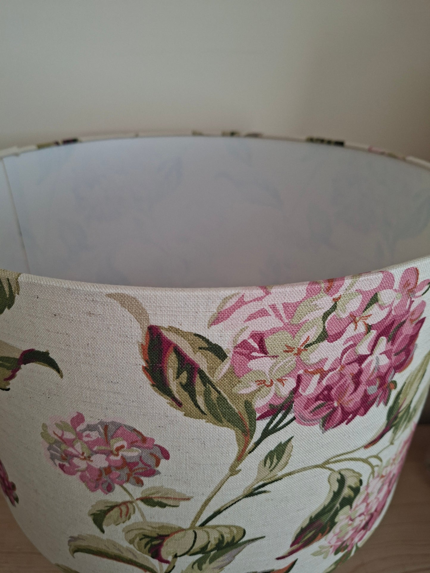 Laura Ashley Drum Lampshade in Pink and Natural Hydrangea