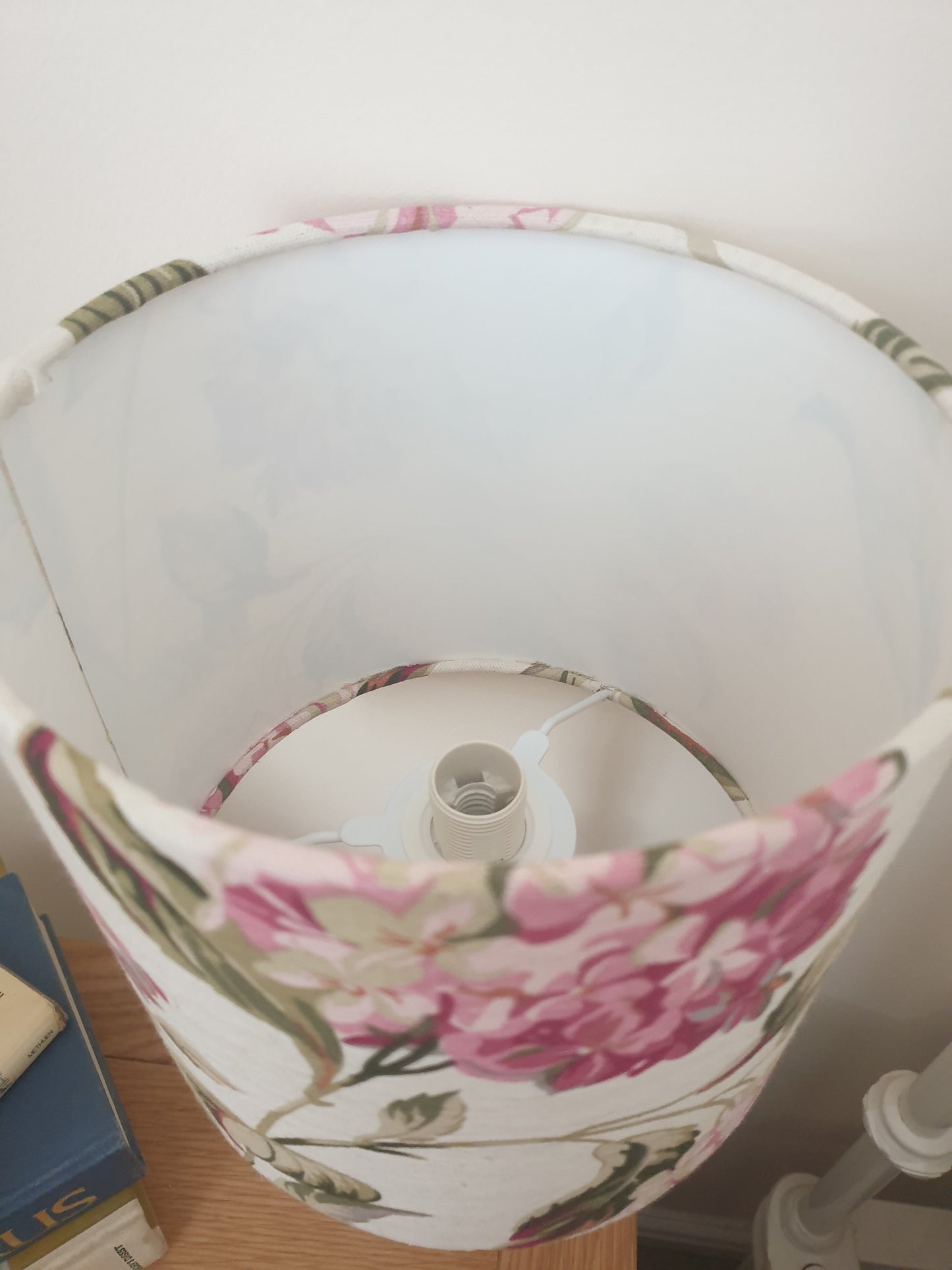 Laura Ashley Drum Lampshade in Pink and Natural Hydrangea