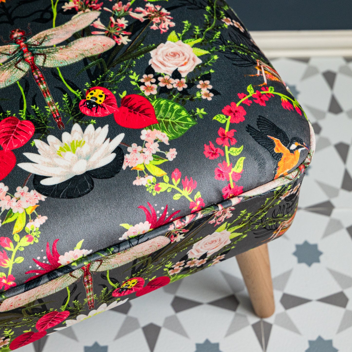 Contemporary Footstool in Garden Treasures Steel by Becca Who