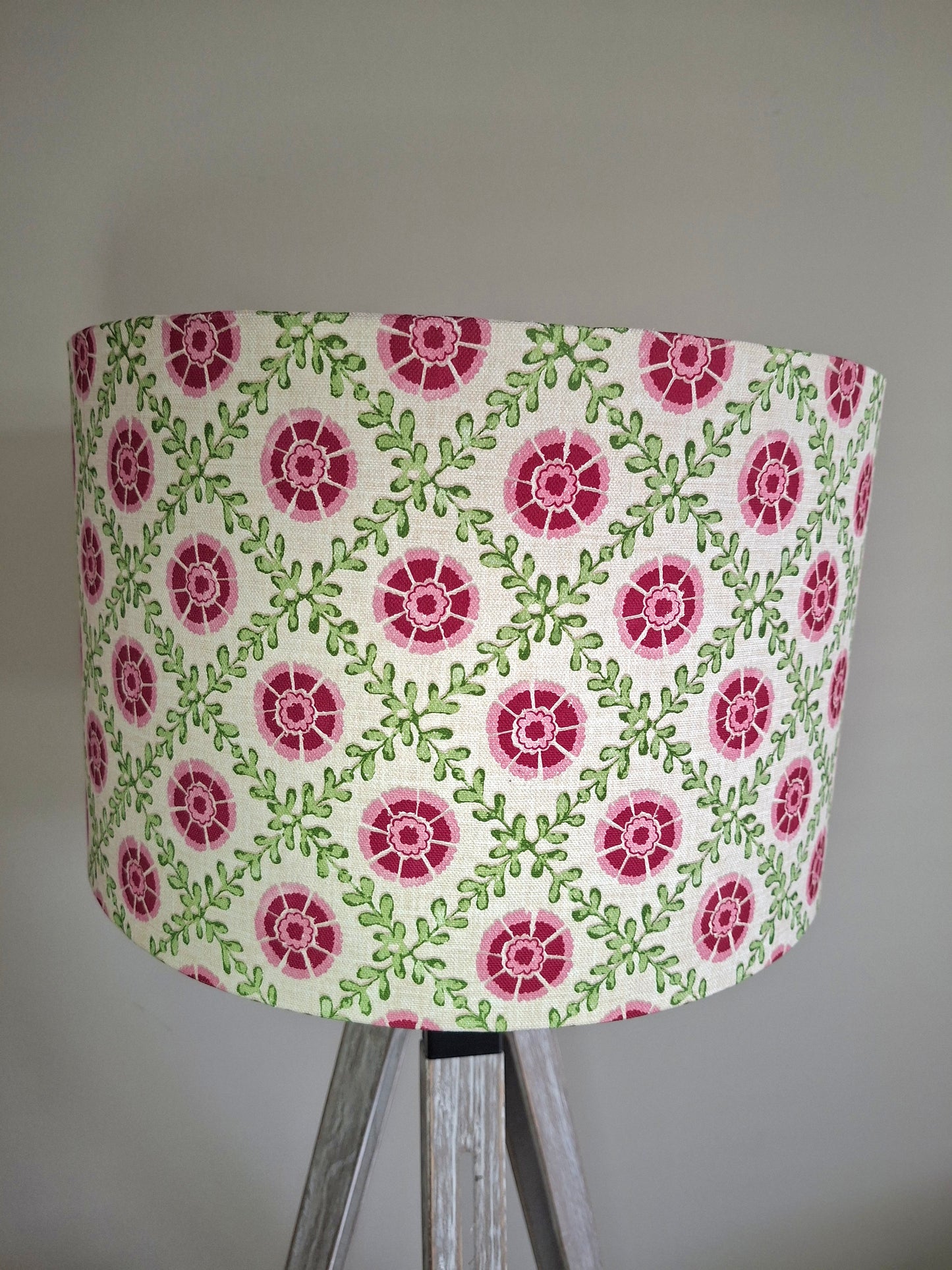 ILiv Patola Carmine Daisy Flower Drum Lampshade lined with Odila in Juniper