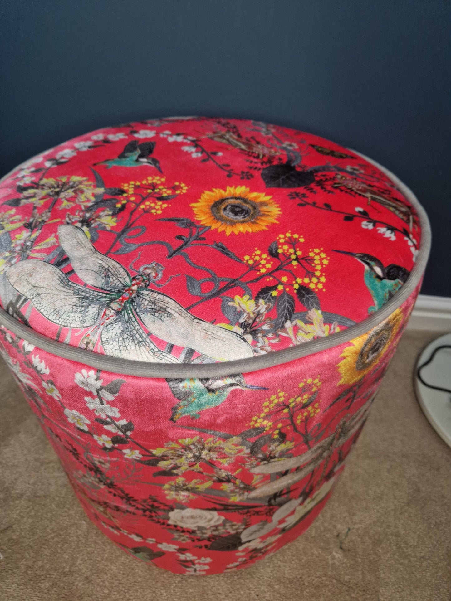 Drum Stool in Garden Treasures Candy Pink by Becca Who