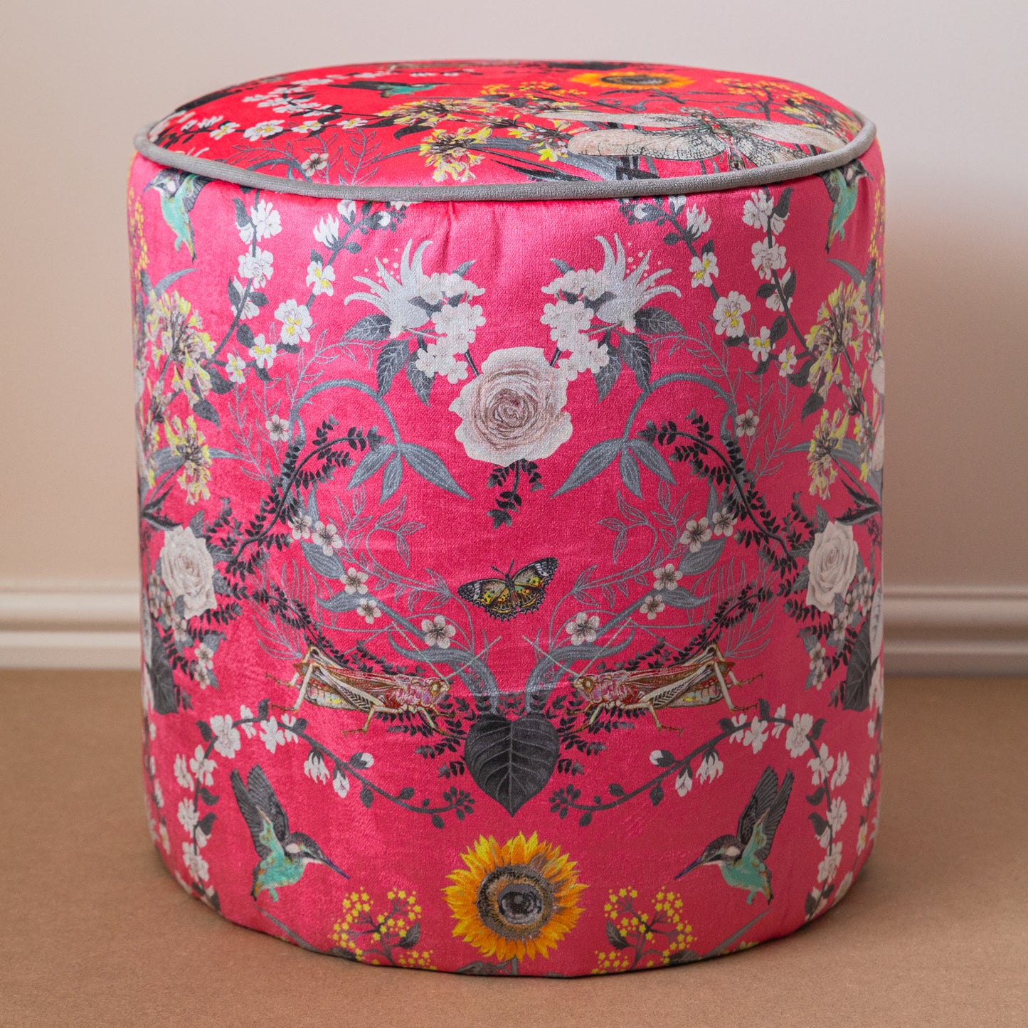 Drum Stool in Garden Treasures Candy Pink by Becca Who