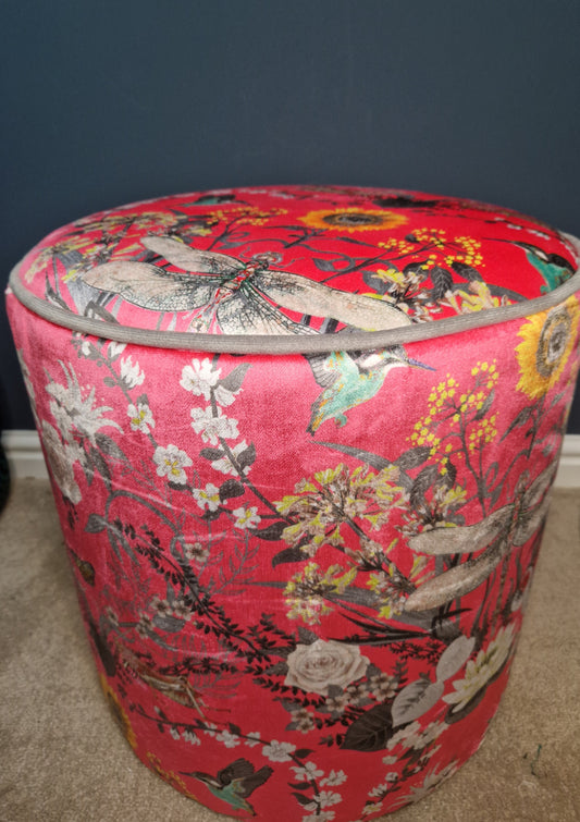 Drum Stool in Garden Treasures Candy Pink by Becca Who