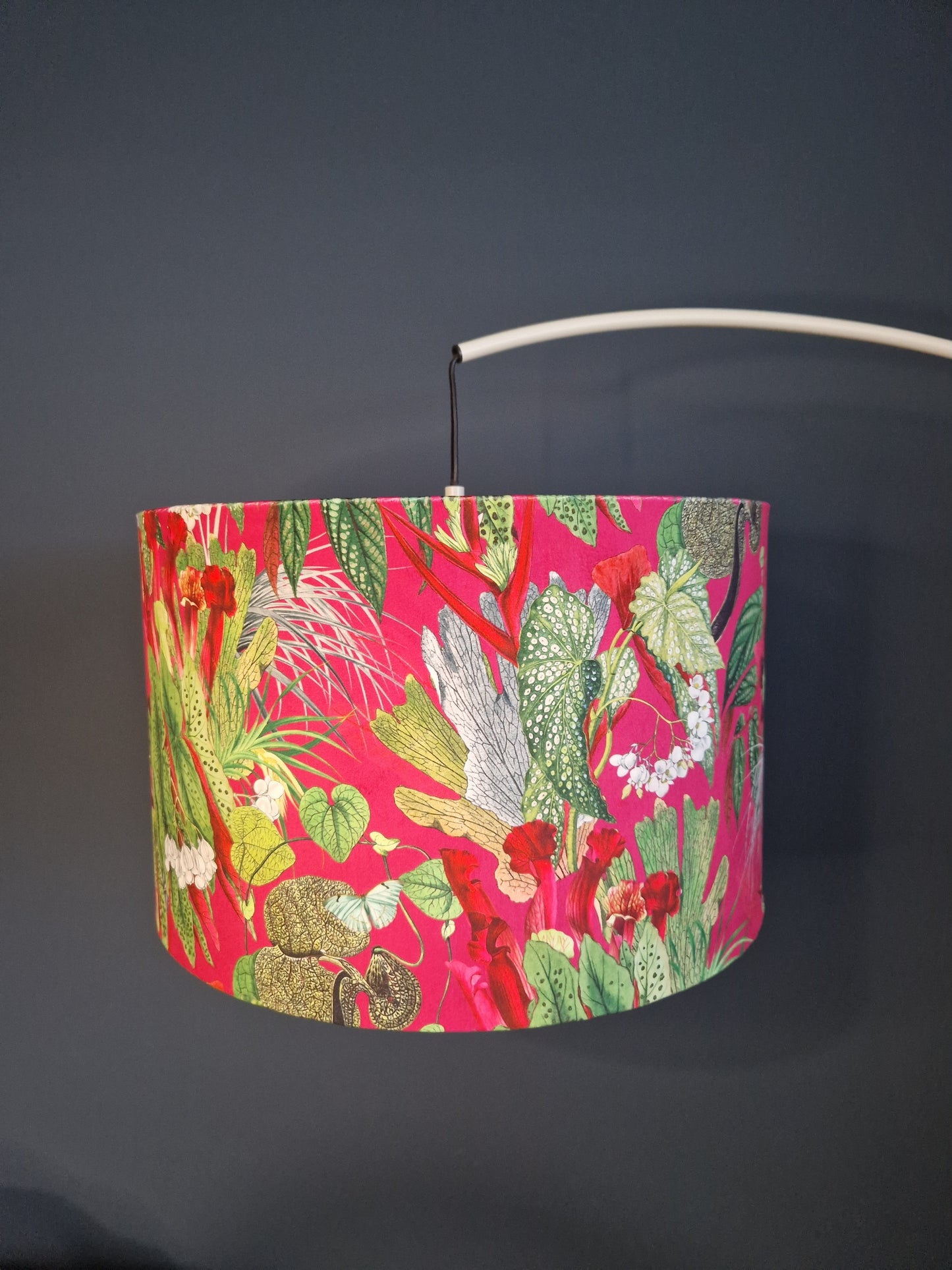 Tropical Foliage Exotic Cerise Drum Lampshade